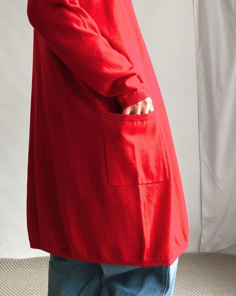 2-WAY Wide Long Cardigan in Red