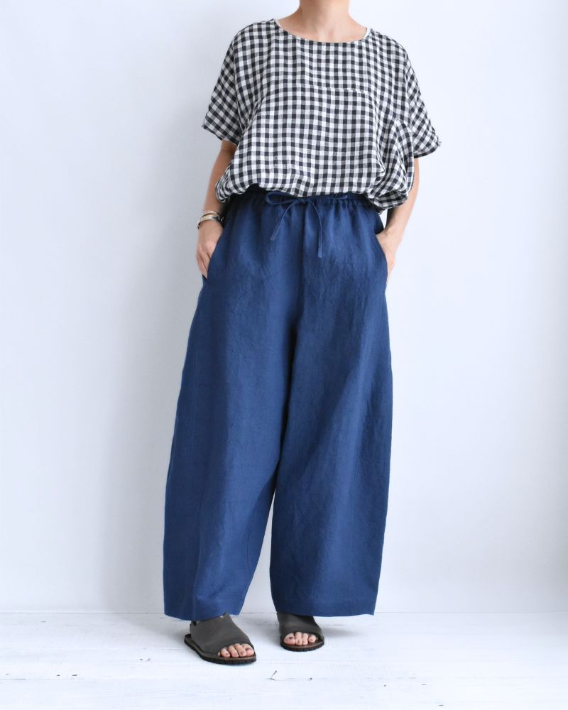 Barrel Leg Pants (LINEN) in DarkNavy