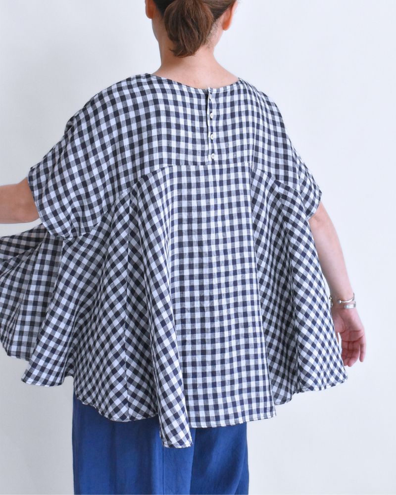 Umbrella Blouse in White/Indigo