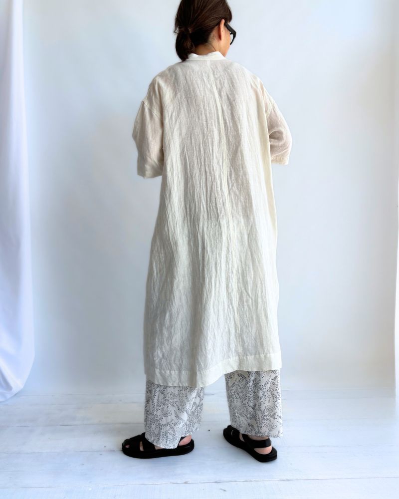 Band collar shirt dress in White