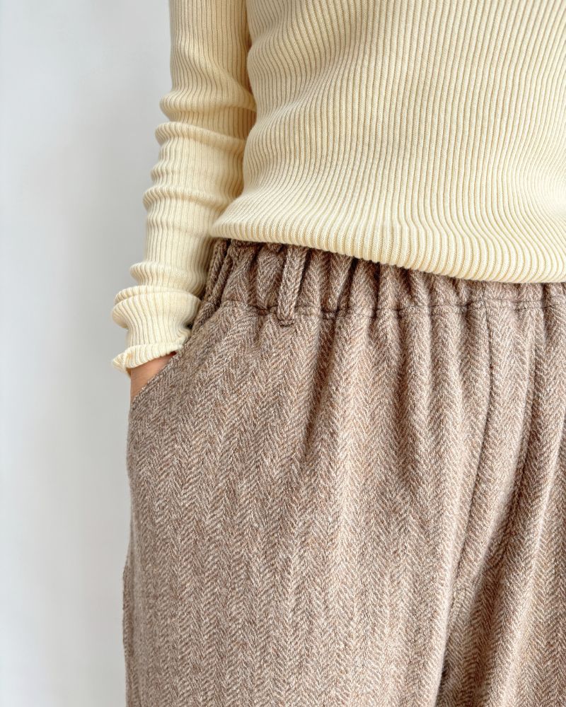 RIB JAPAN WHOLE GARMENT TURTLENECK PULLOVER in Natural