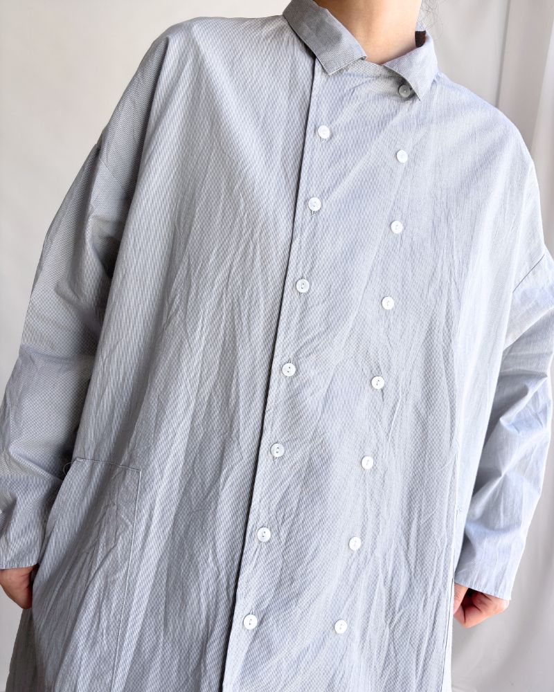Hairline Stripe Chef Shirt Dress in Gray