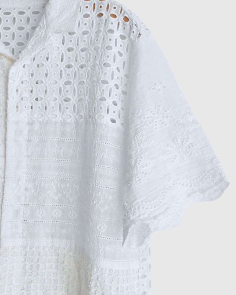 Patchwork Lace Shirt in White