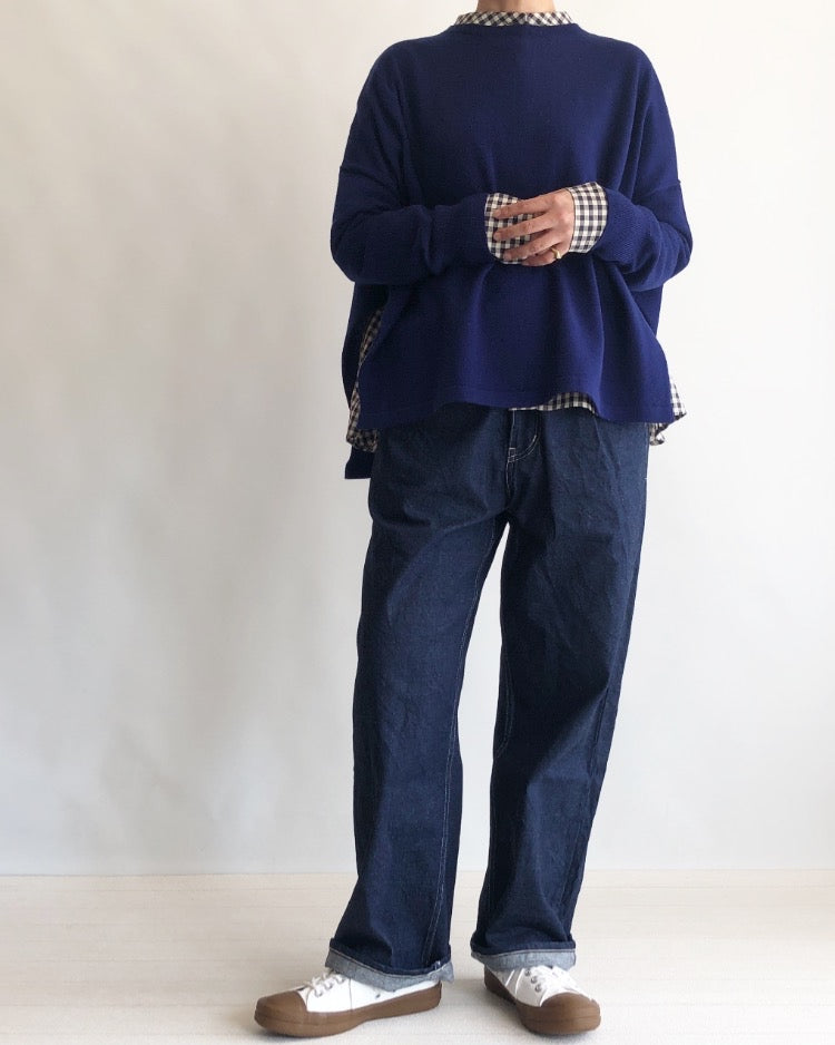 Denim tuck pants in OneWash