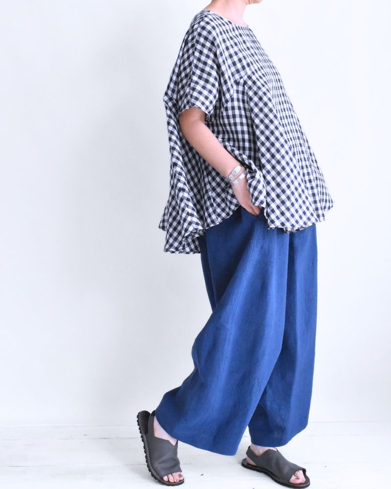 Umbrella Blouse in White/Indigo