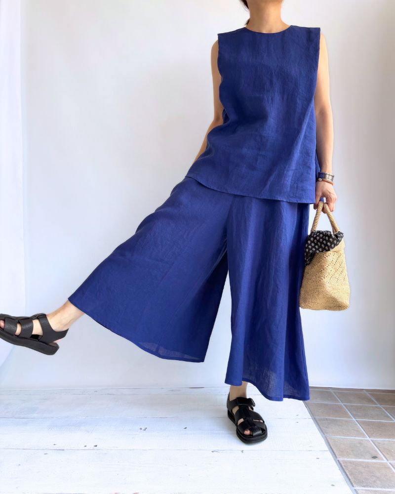 Flare pants (LINEN) in LoyalBlue