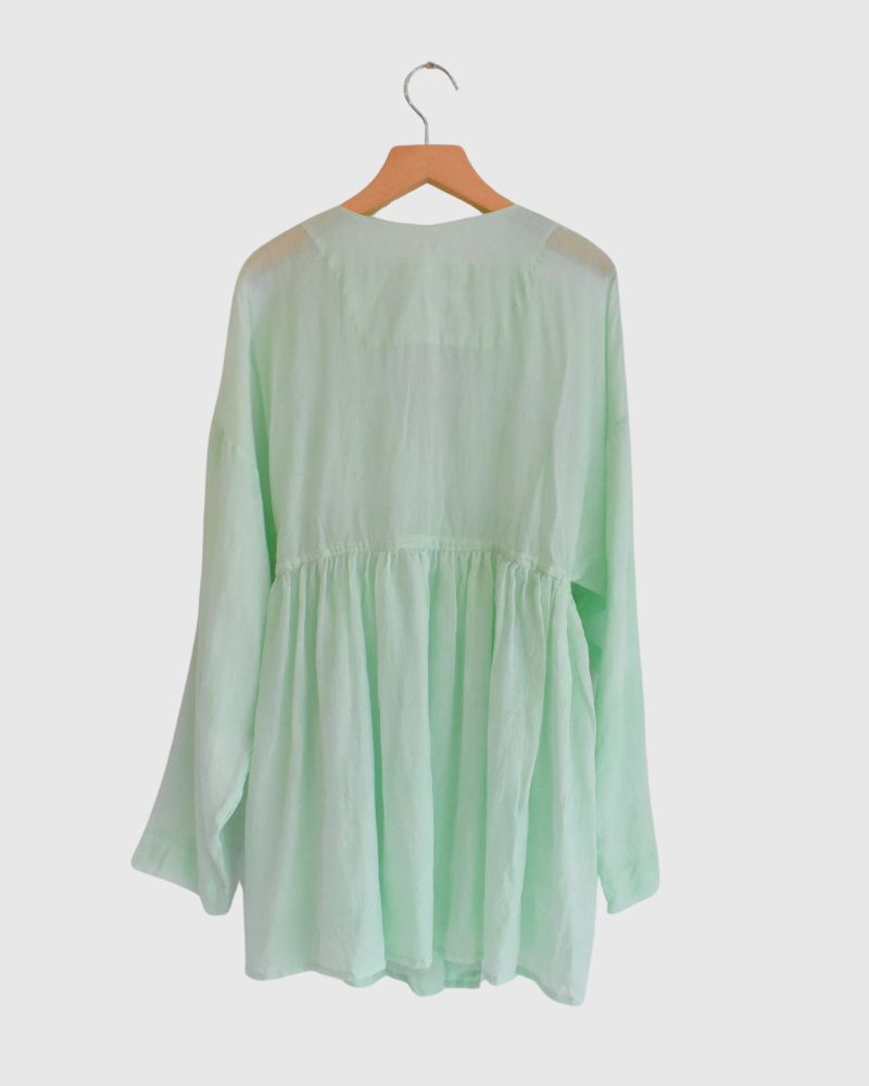 Silk Cotton Rabari Shirt in Light Green