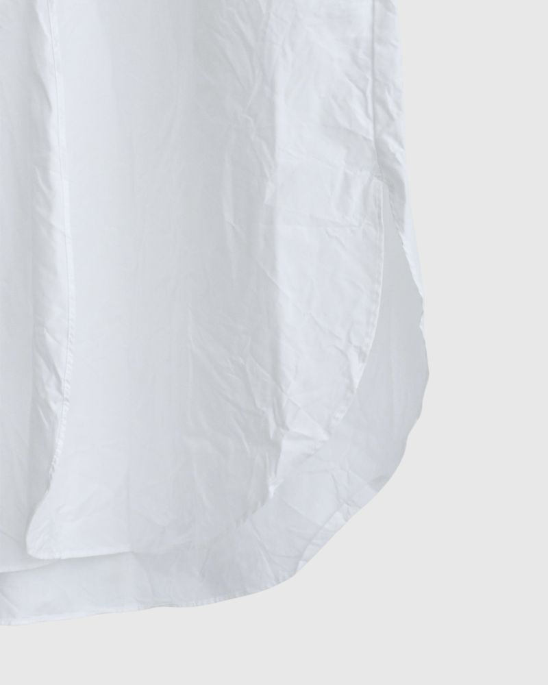 Typewriter Band Collar Shirt Dress in White