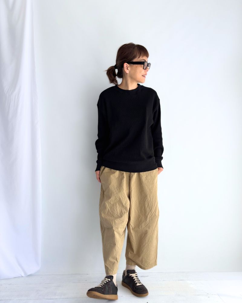 Waffle Long Sleeve Tee in Black