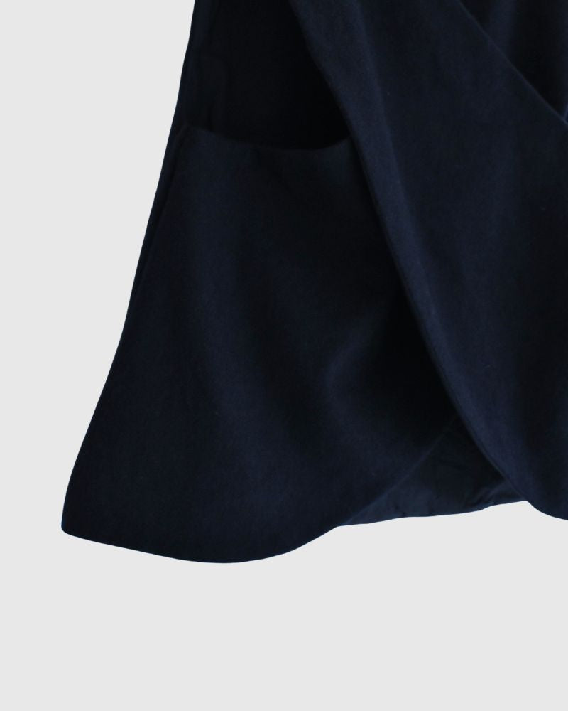 Flannel wool cross vest in Navy
