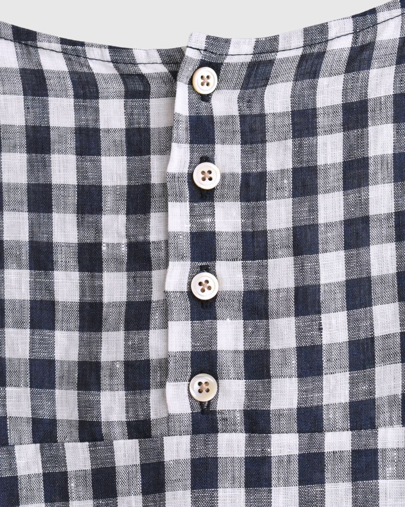Umbrella Blouse in White/Indigo