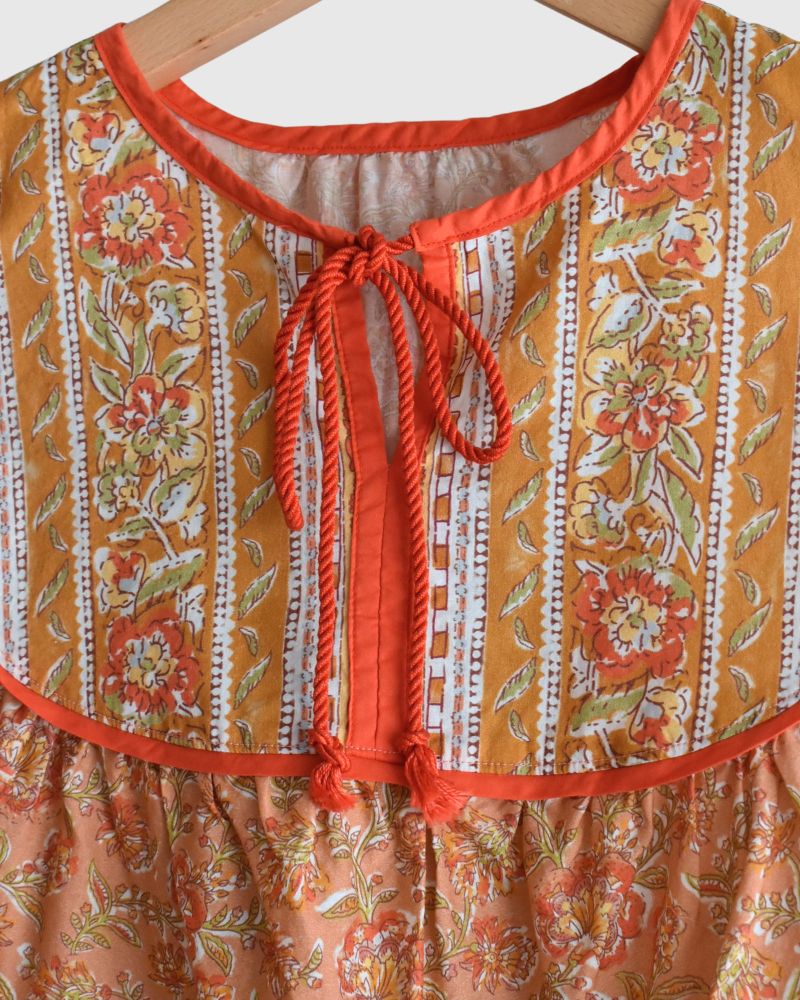 Indian-like print blouse in Orange