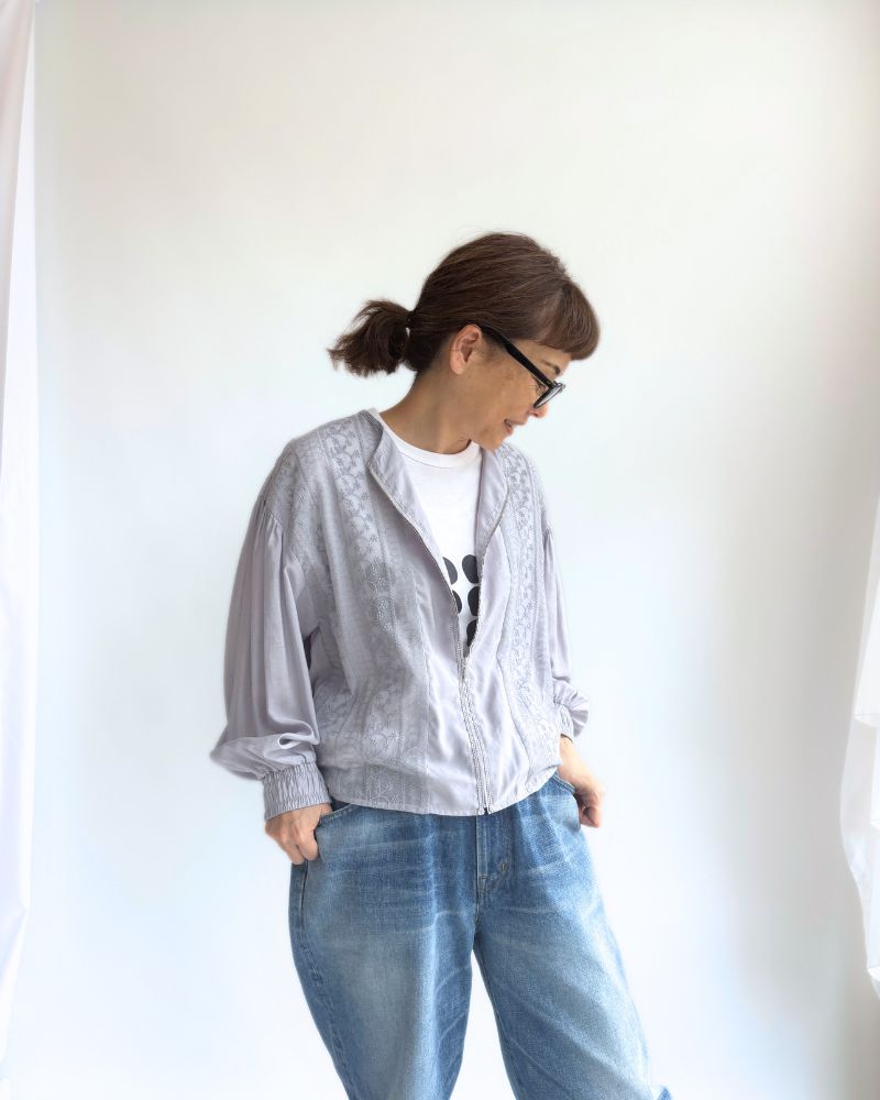Lace-switched design blouson 'PARMO' in Ltlavender