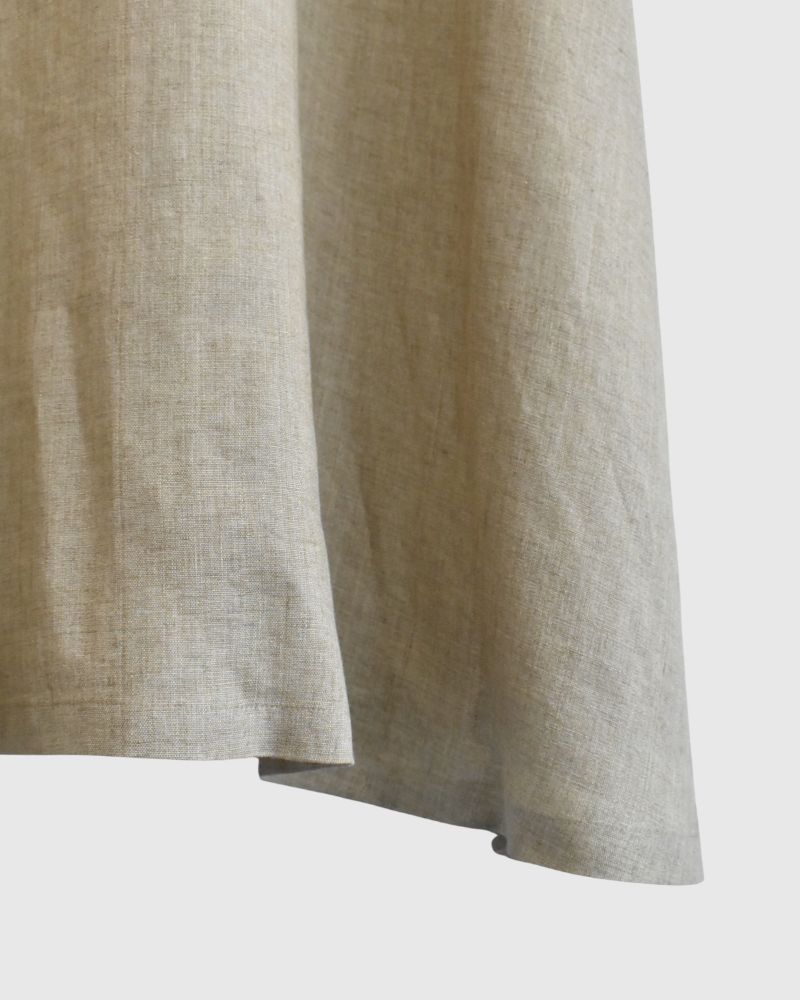 V-neck A-line dress (LINEN) in Beige