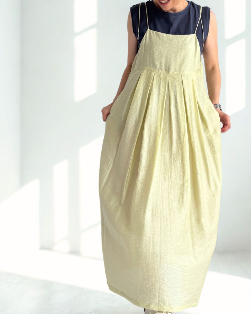 Tuck Volume Dress in Lime Tuck Volume Dress in Lime