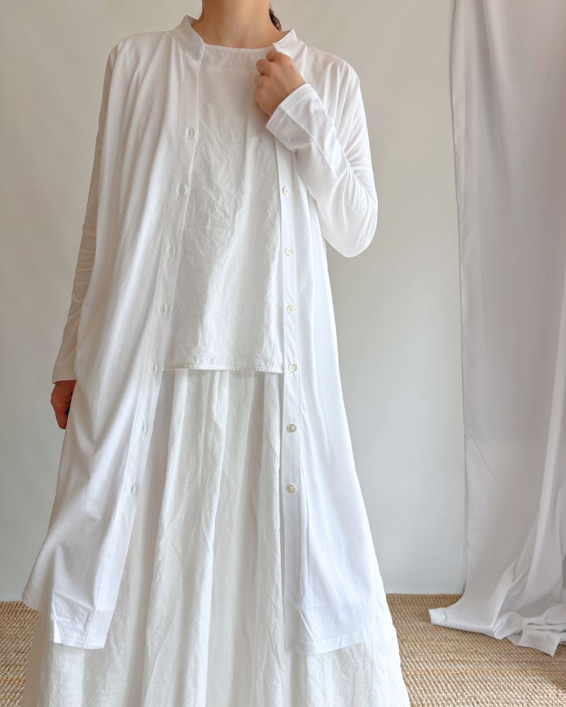 Stand Long Cardigan in White Stand Long Cardigan in White