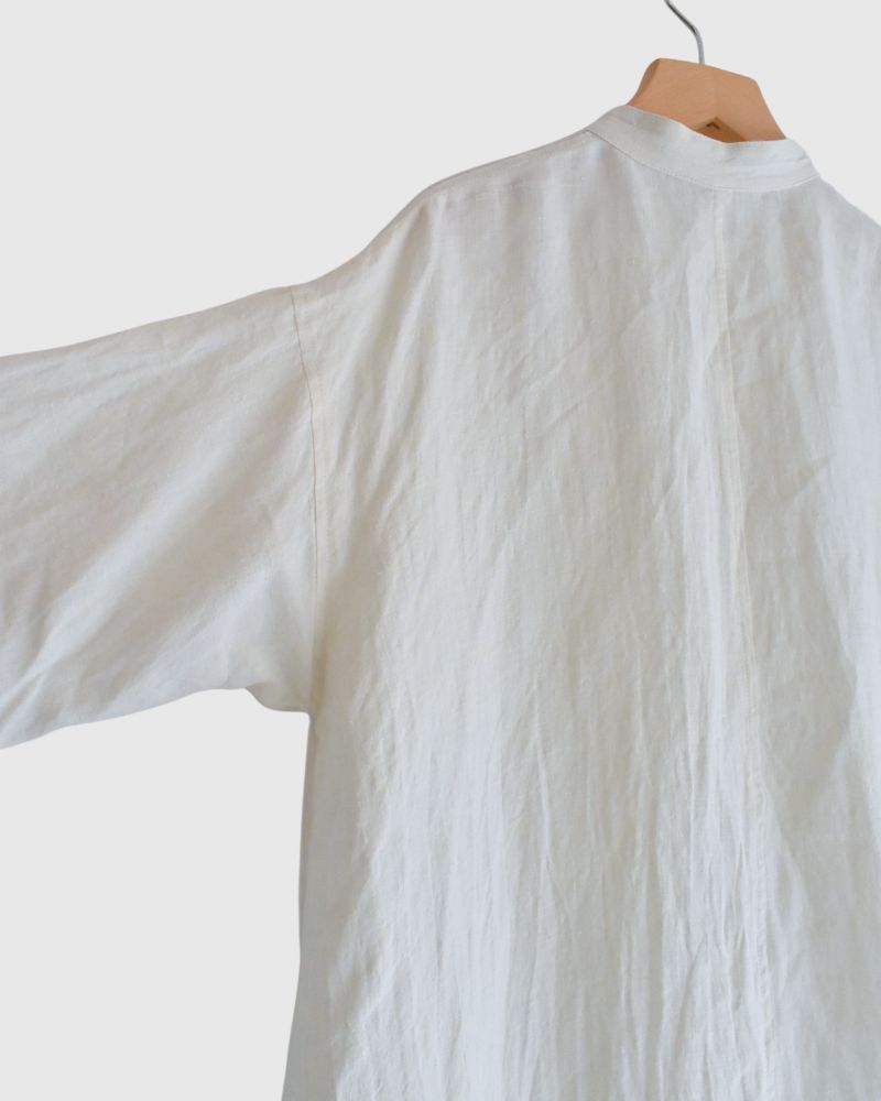 Band collar shirt dress in White