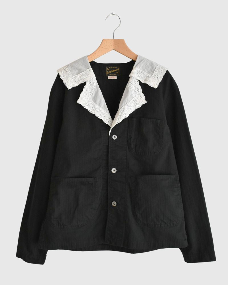 GO TO HOLLYWOOD | Herringbone Jacket with Lace Sailor Collar GO TO HOLLYWOOD | Herringbone Jacket with Lace Sailor Collar