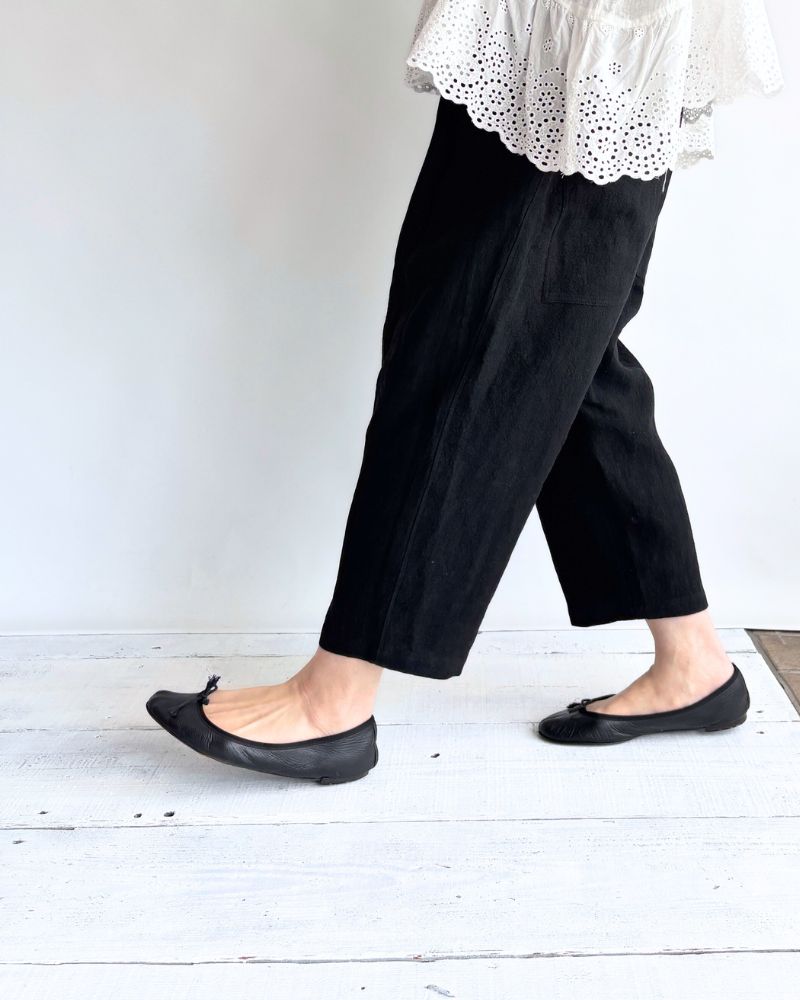Big Pocket Cropped PT (LINEN) in Black