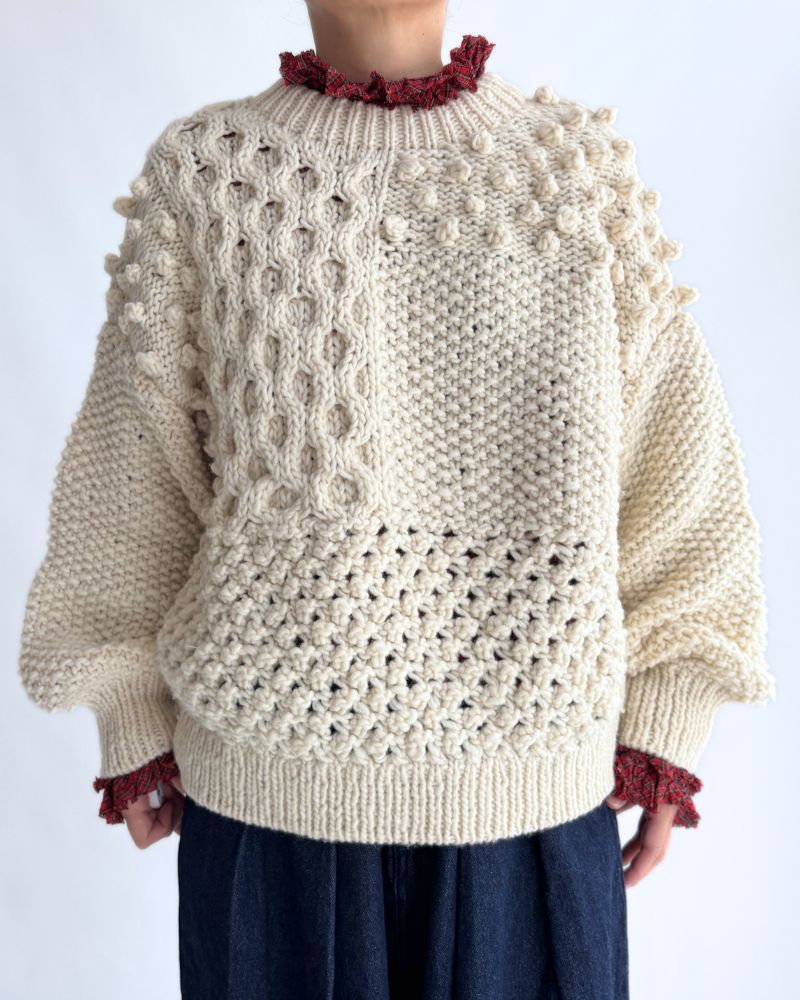 PERU Hand-Knit Pullover in White
