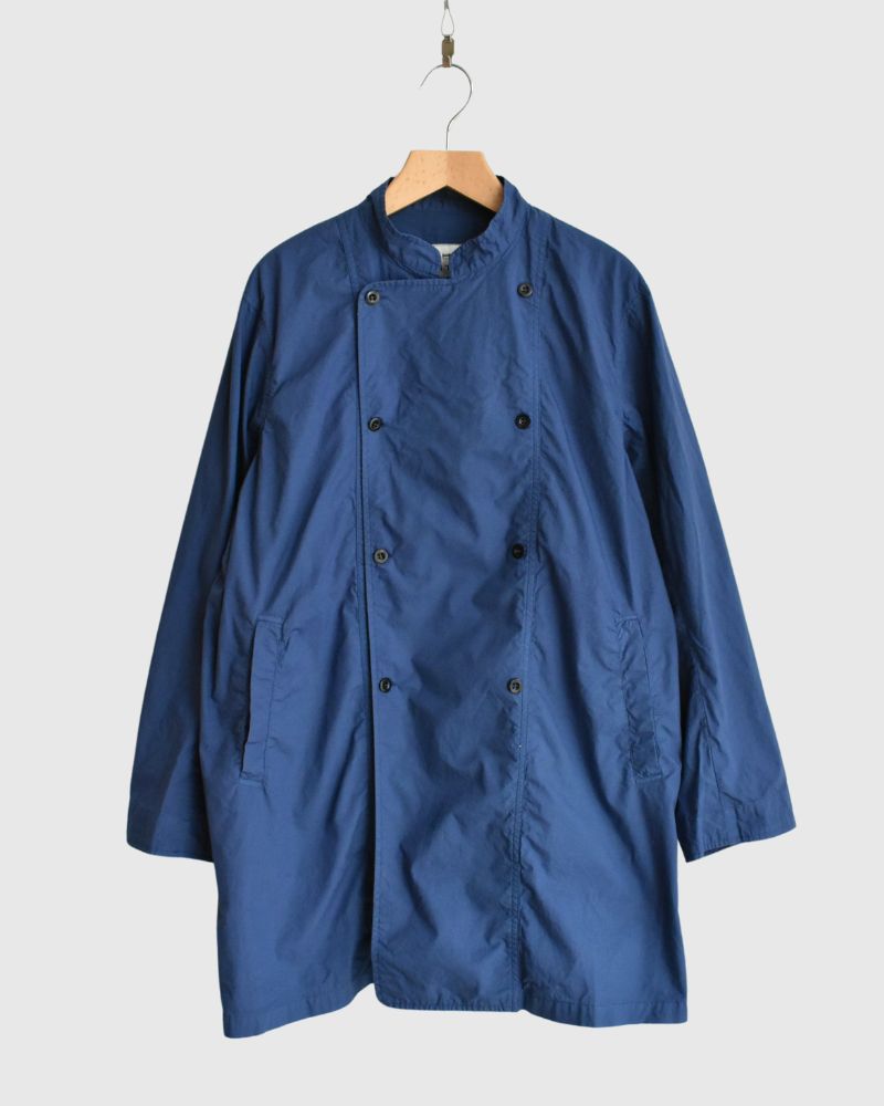 60s COTTON POPLIN OVERDYE STAND COLLAR DOUBLE BREAST JACKET in Blue