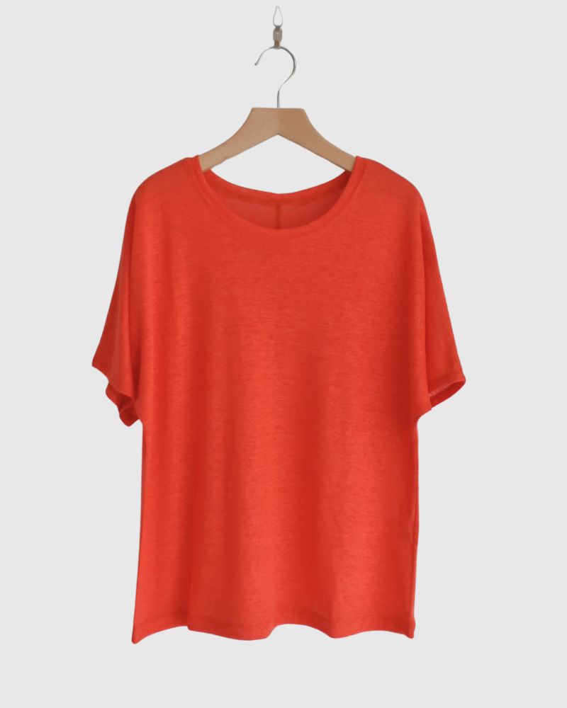 Linen T-shirt in Orange