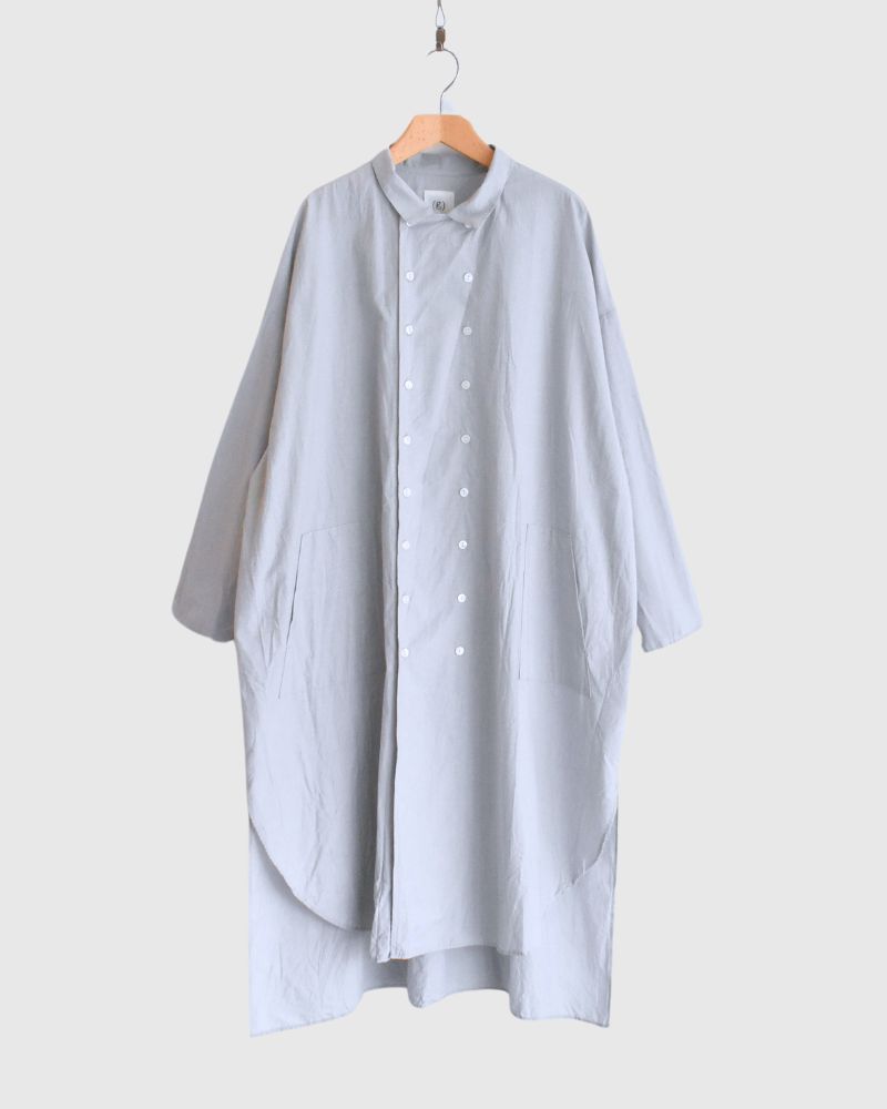 Hairline Stripe Chef Shirt Dress in Gray