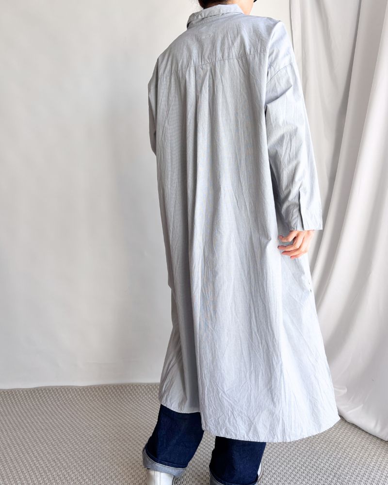 Hairline Stripe Chef Shirt Dress in Gray