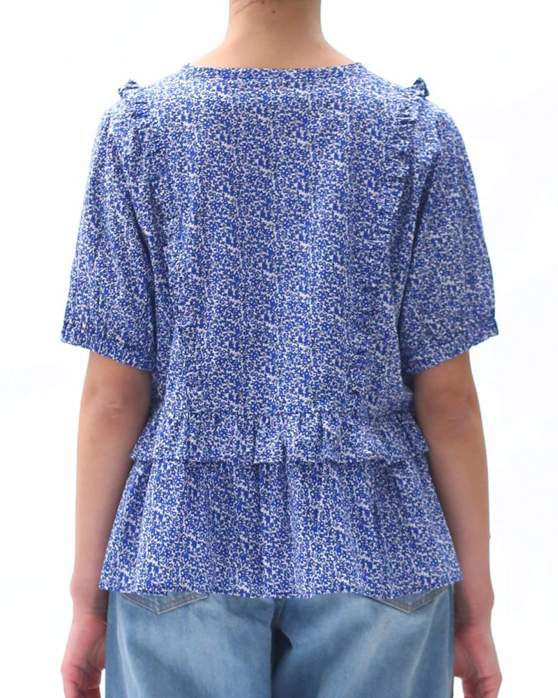 FRILL DESIGN TOPS 'KULAN' in Blue