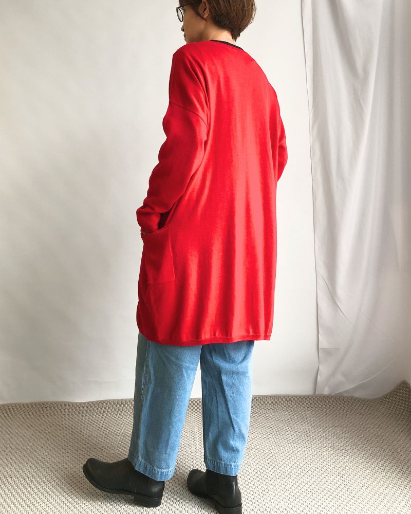 2-WAY Wide Long Cardigan in Red