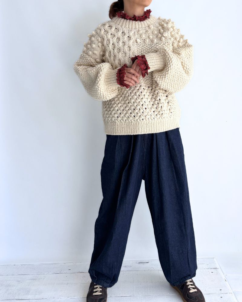PERU Hand-Knit Pullover in White