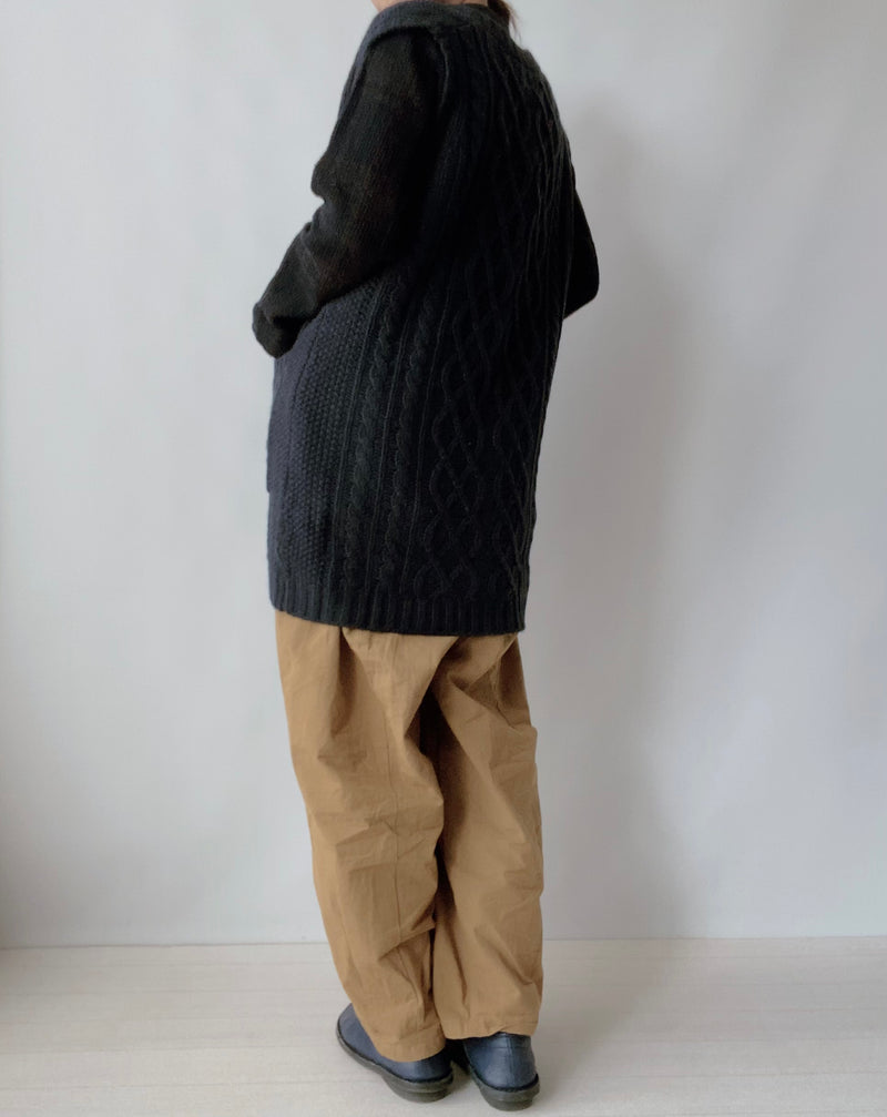 Sheep Yarn Fisherman Long Vest in Navy
