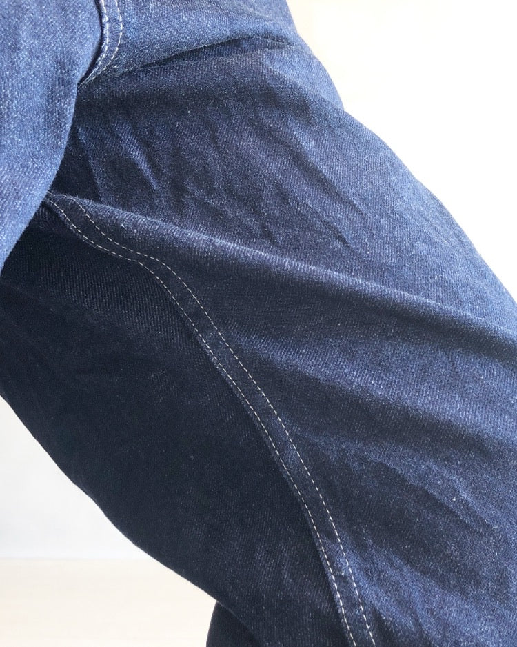 Denim tuck pants in OneWash
