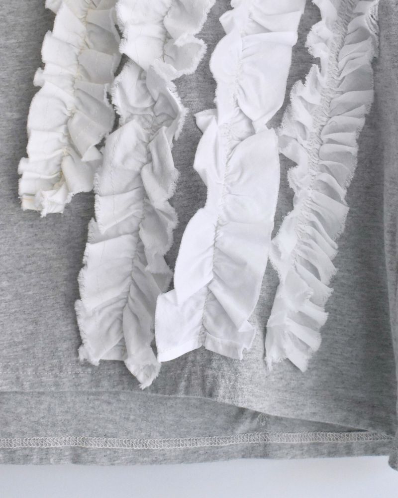 Vintage Cotton Jersey Frill Sleeveless Tee in Gray
