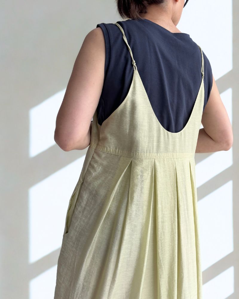 Tuck Volume Dress in Lime
