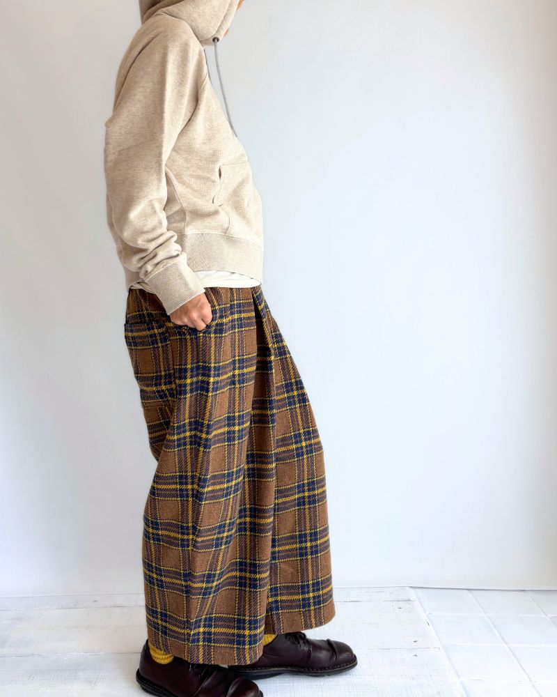 Warm Cotton Check Pants in Brown