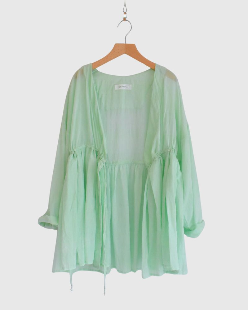 Silk Cotton Rabari Shirt in Light Green