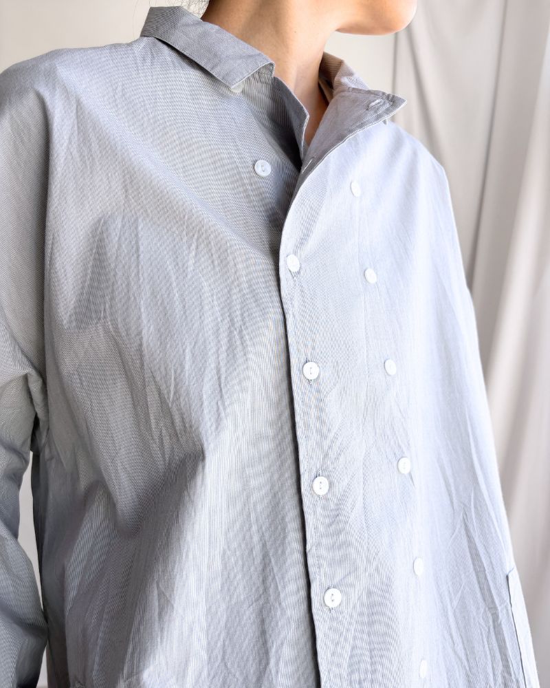 Hairline Stripe Chef Shirt Dress in Gray Hairline Stripe Chef Shirt Dress in Gray