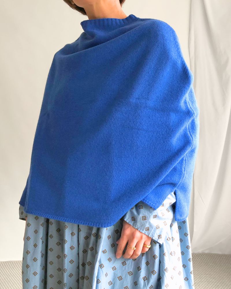 Shepherd Knit Cape in Blue