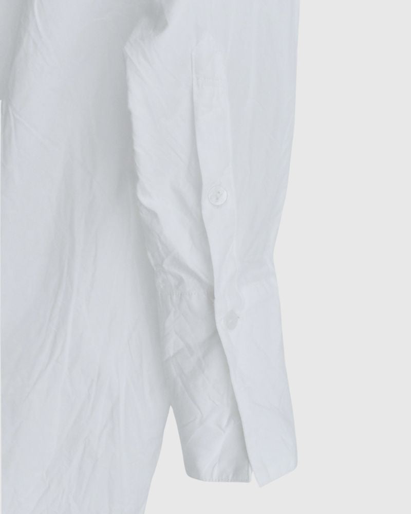 Typewriter Band Collar Shirt Dress in White