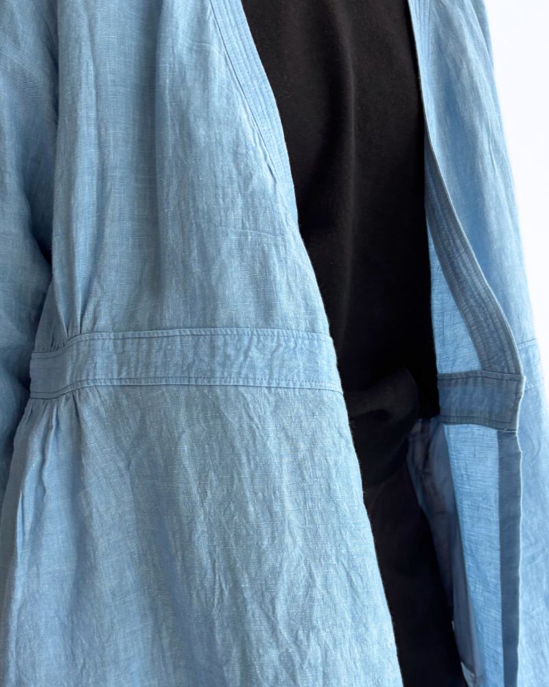 Indigo Linen Cache-Coeur Dress in LightBlue