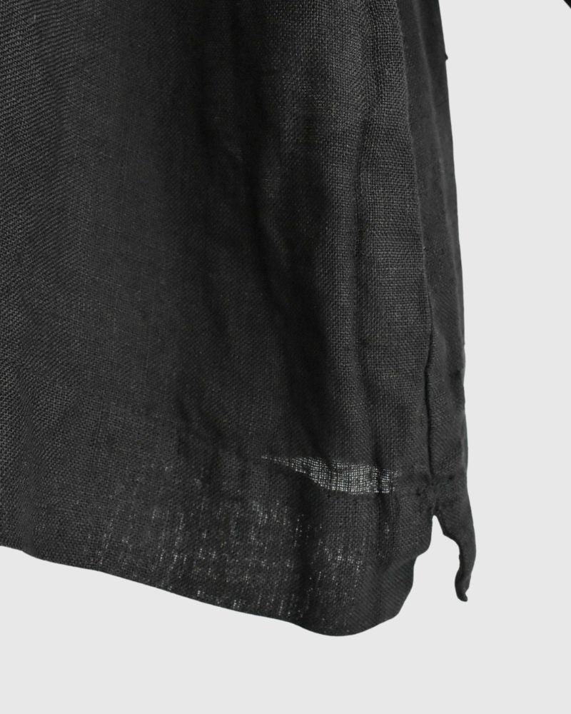 Organic Belgian Linen Simple Pullover in Noir