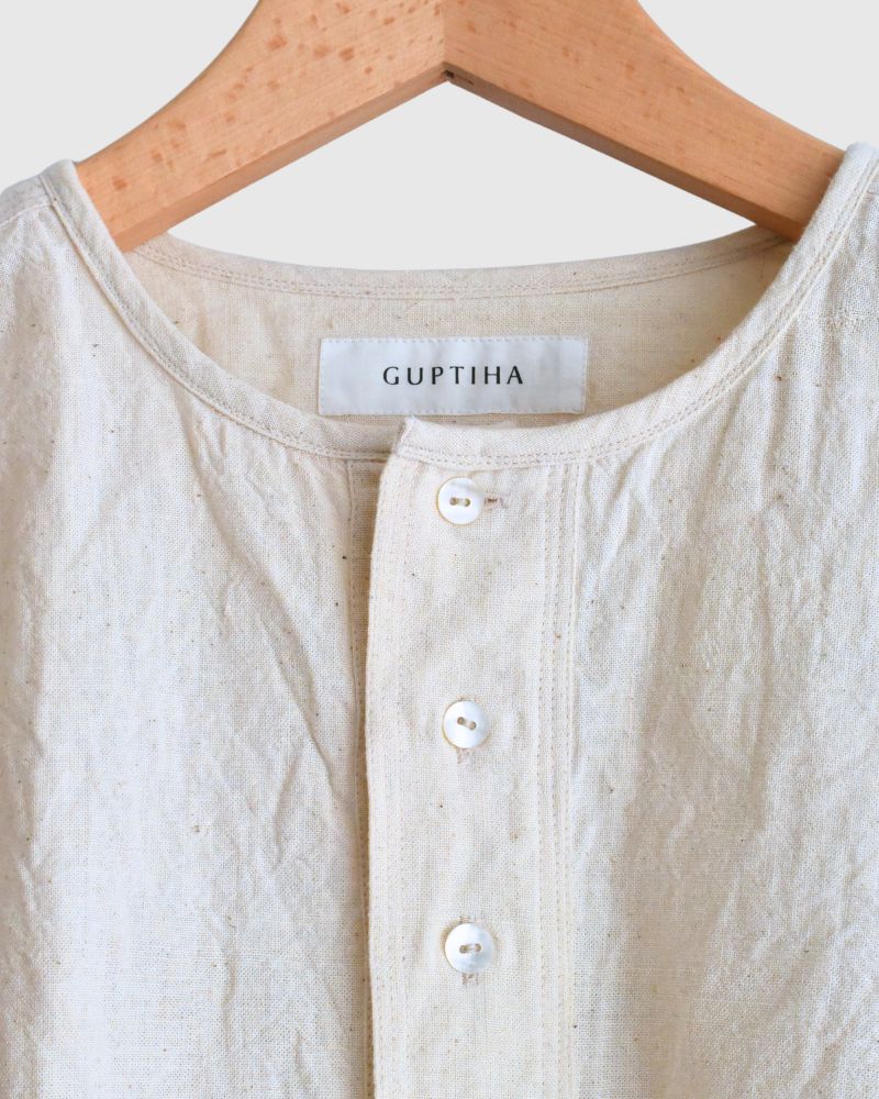 Khadi Cotton Henley Shirt in Natural