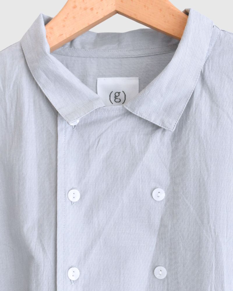 Hairline Stripe Chef Shirt Dress in Gray