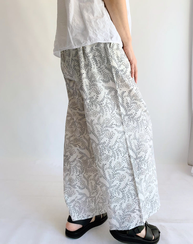 COTTON LEAF & FLOWER BLOCK PRINT EASY PANTS