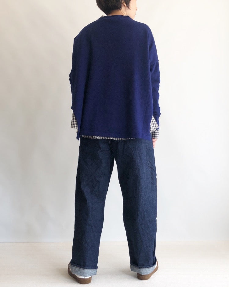 Denim tuck pants in OneWash