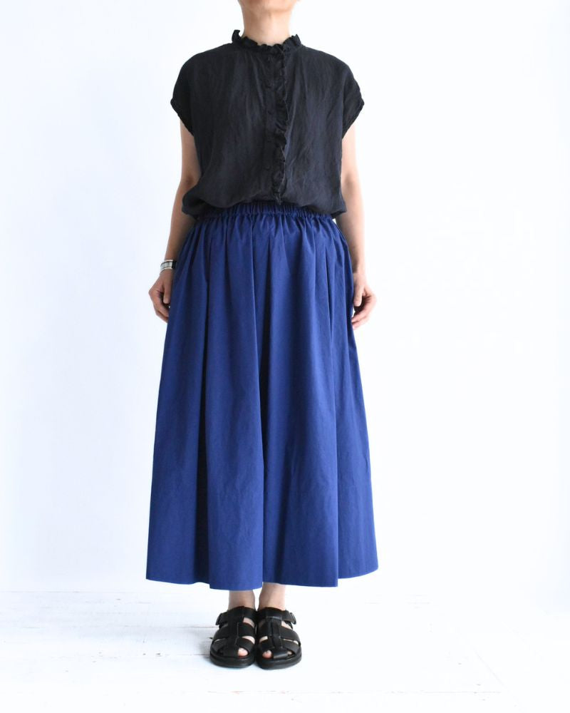 D/d Women's Typewriter Cotton Easy Tuck Skirt | Blue | Made in
