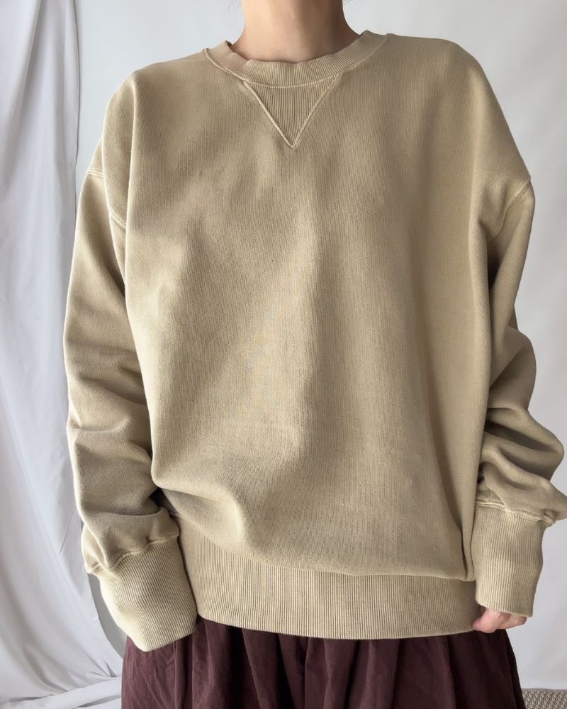 FRENCH TERRY PIGMENT PULLOVER in Beige FRENCH TERRY PIGMENT PULLOVER in Beige