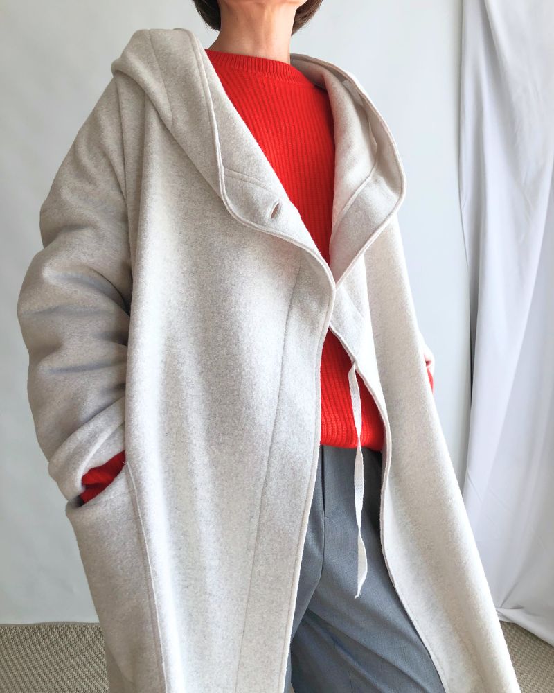 Felt Hooded Coat in OffWhite Felt Hooded Coat in OffWhite