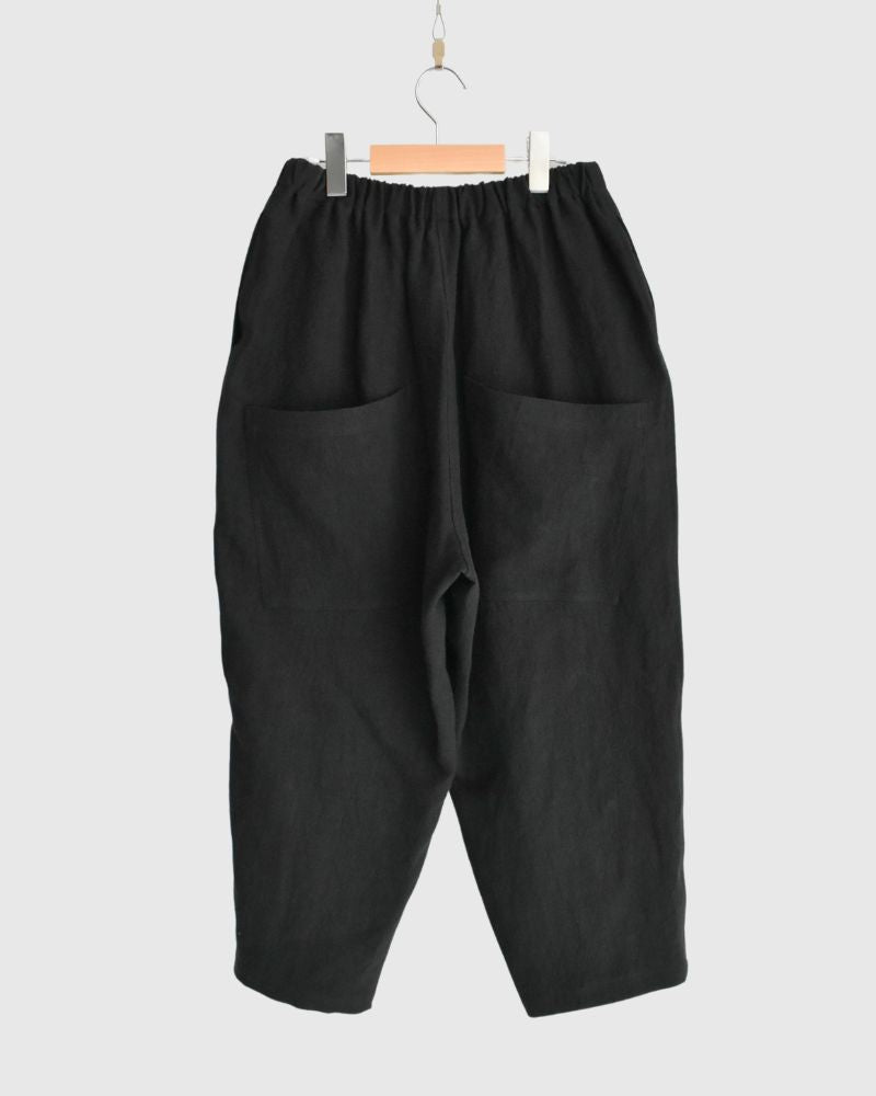 Big Pocket Cropped PT (LINEN) in Black